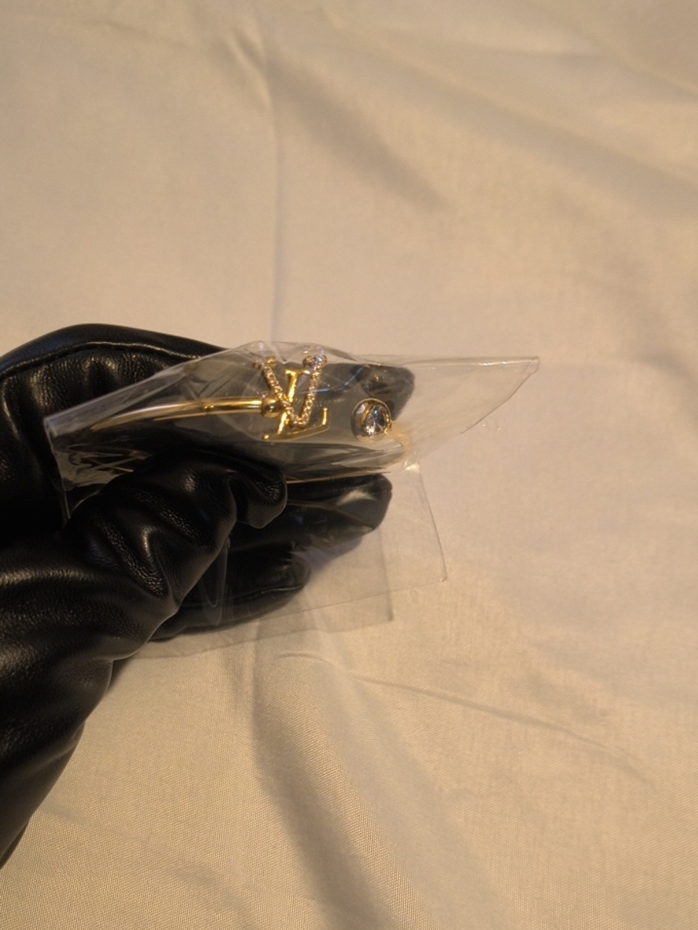 Gold Tone Adjustable Bracelet With Diamonds